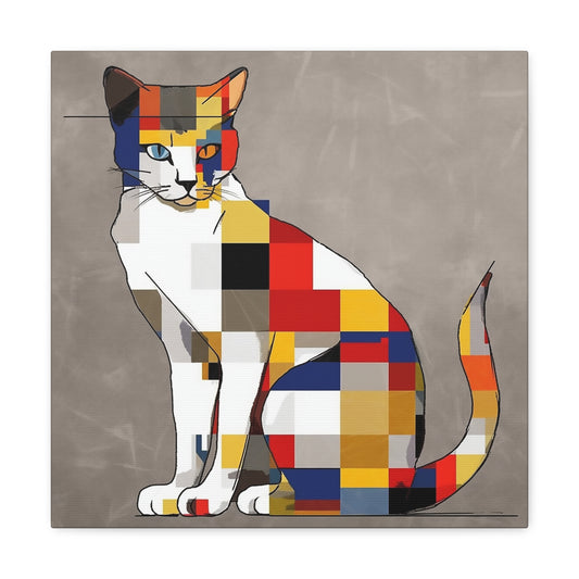 Mondrian Kitty Canvas