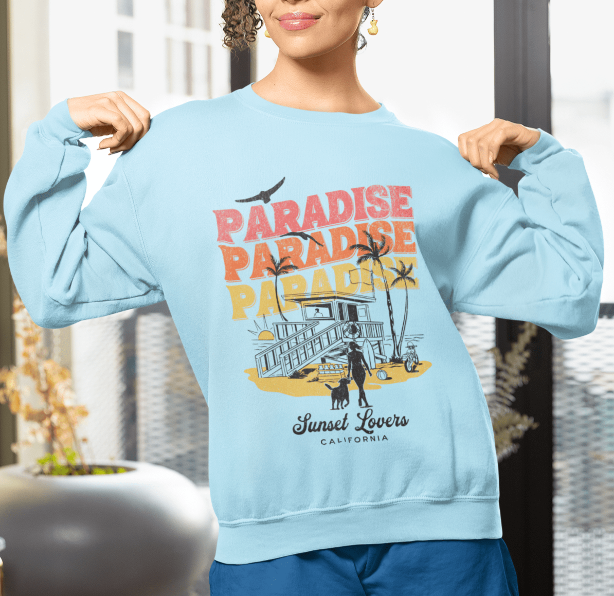 Paradise Beach Dog Walks Sweatshirt