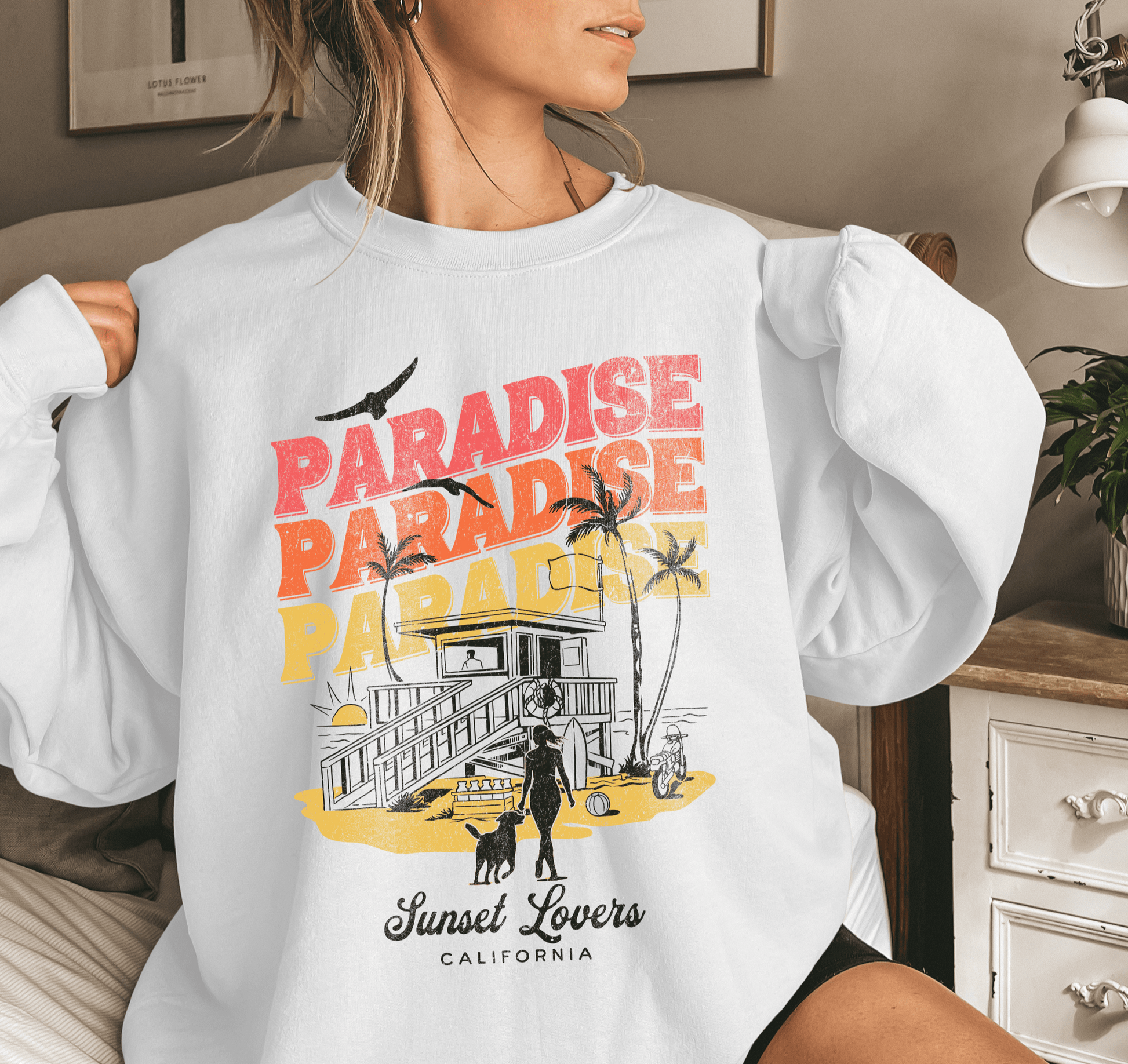 Paradise Beach Dog Walks Sweatshirt